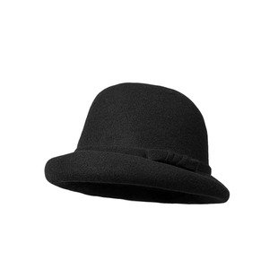 大头围蝴蝶结毛呢礼帽女冬季赫本风名媛千金帽显脸小保暖护耳盆帽