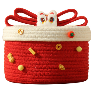 新年礼盒包装马年2026饼干坚果伴手礼篮干货国风竹编提篮礼品盒空