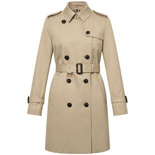 【商场同款】Hazzys哈吉斯经典中长款双排扣风衣女2026年春季上衣