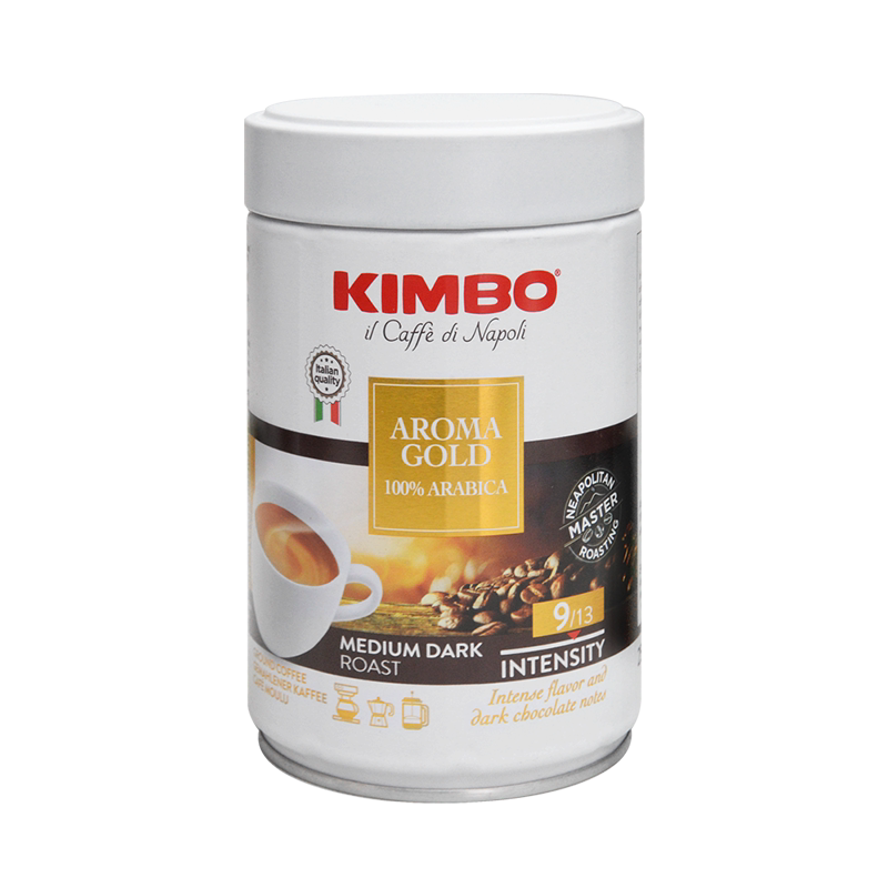 KIMBO意大利进口现磨手冲纯咖啡粉意式香浓黑咖啡罐装250g非速溶