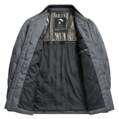 恒源祥翻领轻薄羽绒外套白鸭绒男