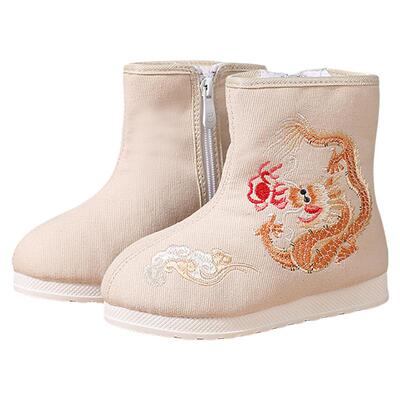 男童古风布鞋手工绣花汉服靴