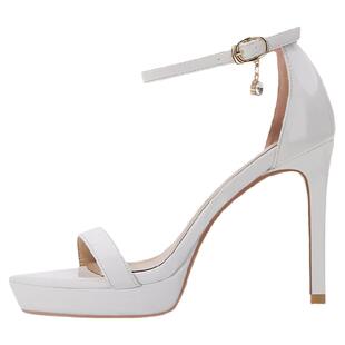 走秀凉鞋女白色防水台超高跟气质女鞋 一字带小码313233大码41-43