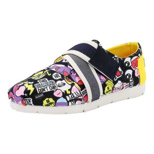 Tt&Mm/汤姆斯女鞋魔术贴涂鸦布鞋舒适春季新款时尚透气休闲帆布鞋