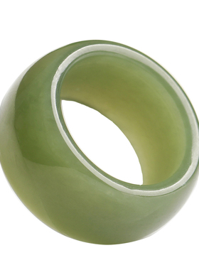 和田玉戒指男女宽版指环青黄色敦敦戒指玉石小扳指