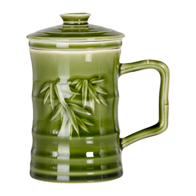 乾唐轩活瓷鎏金竹节茶水分离水杯