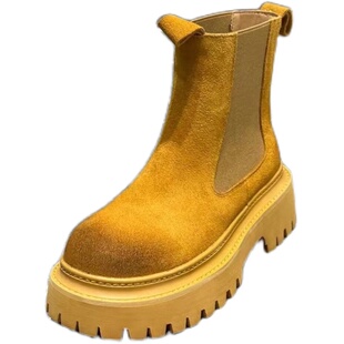 2023早秋新款厚底磨砂皮真皮马丁靴切尔西短靴时尚百搭欧洲站女单