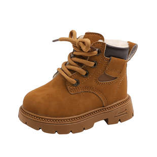 冬季儿童加绒马丁靴宝宝鞋子男童加厚保暖棉鞋女童短靴大棉雪地靴