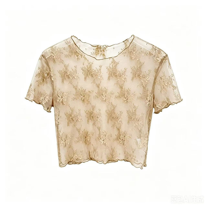 美人纺精品女装夏季新中式短款蕾丝拼接女显瘦百搭打底背心上衣女