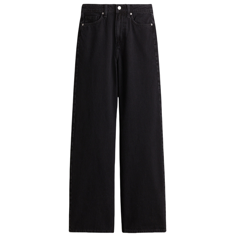 HM女装牛仔裤2025秋季新款通勤长裤直筒宽松水洗阔腿裤1222670