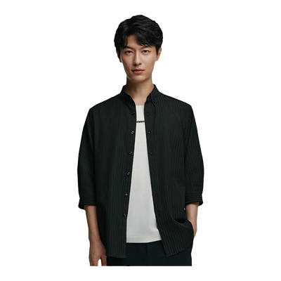 MOST/姆氏德男装冰丝黑色中袖衬衫休闲时尚百搭衬衣男C41250030