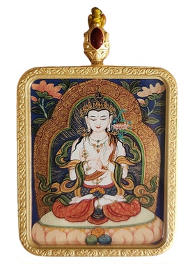 唐卡手绘矿物颜料长寿三尊收藏级