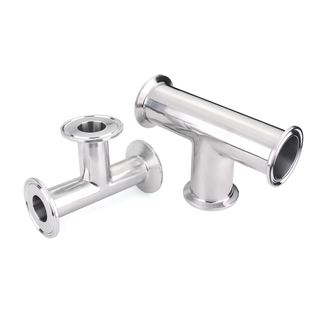 304不锈钢卫生级快装三通 卡箍式T型管接头卡盘等径异径 28 32