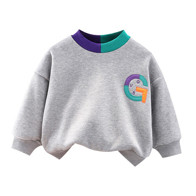 童装小童加绒卫衣2025新款儿童洋气韩版打底衫男童时髦套头秋冬装