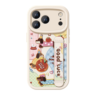 适用苹果17ProMax手机壳新款IPhone16腕带支架15Pro可调节14镜头全包13防摔12软硅胶11的保护套卡通腊肠小狗