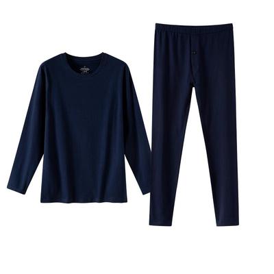 100%纯棉秋衣秋裤男士圆领套装