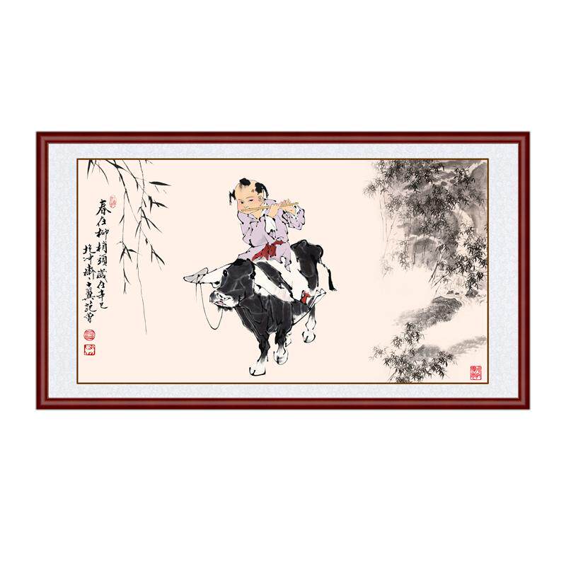 牧童挂画横版中式水墨山水装饰画