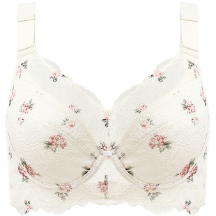 月色大胸内衣女聚拢上托防下垂胖mm大胸显小薄款收副乳全罩杯文胸