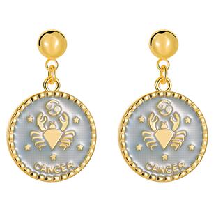 Juicy Grape耳钉女2026新款礼物洋气耳环法式珐琅巨蟹座耳饰耳夹