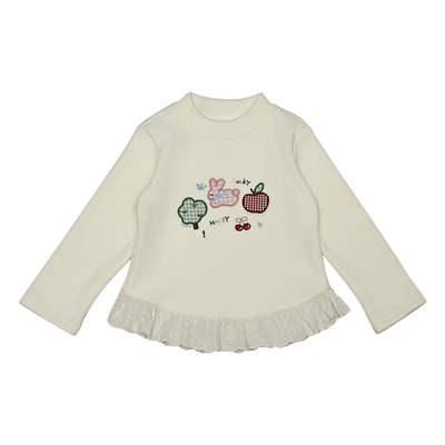 女宝宝冬装洋气花边加绒打底衫