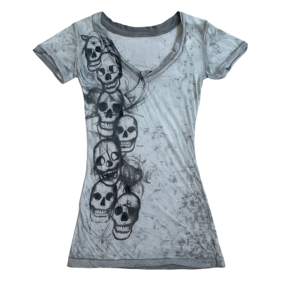 Printed tight fitting short sleeved t-shirt印花紧身短袖t-恤