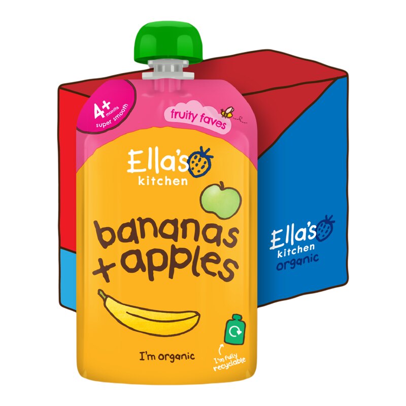 Ella's Kitchen进口英国婴幼儿有机营养苹果香蕉杂果蓉辅食120g*7