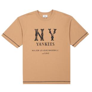 【自营】MLB短袖男女装情侣T恤NY宽松透气休闲半袖上衣3ATSB1153