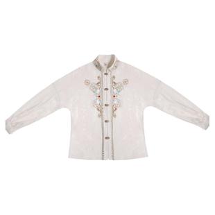 半木尧云游记原创汉服立领刺绣衬衫女国风长袖搭新中式马面裙上衣