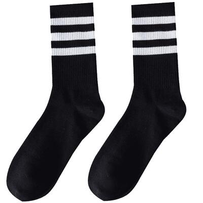 袜子女春夏条纹中筒袜配鲨鱼裤