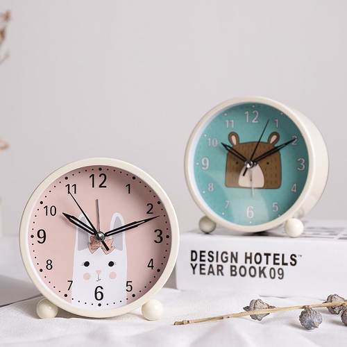 小闹钟学生用卡通钟表女孩起床神器桌面摆件叫醒台式迷你儿童时钟