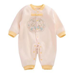 婴儿连体衣秋冬季宝宝加绒长袖哈衣保暖一体绒爬服春秋家居外出服