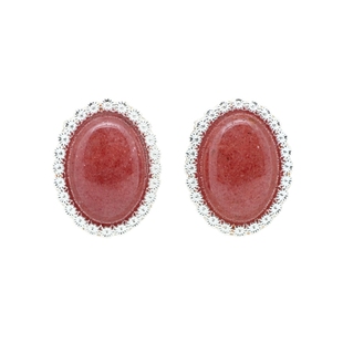 CLOSENSE『花湖』系列草莓晶椭圆耳饰 设计师款25秋冬无耳洞耳夹