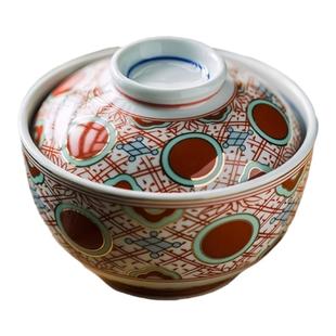 家用泡饭盖碗日式釉下彩餐具带盖陶瓷甜品碗稀饭粥碗炖盅耐高温碗