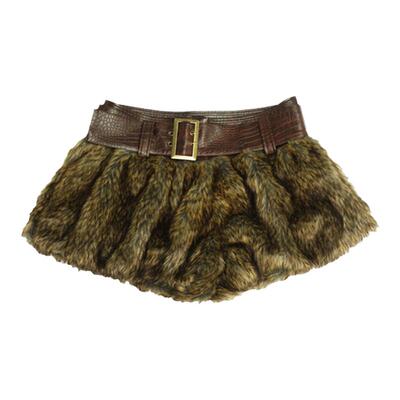 TROPICEYE 原创花苞裙裤辣妹皮草低腰短裤a字复古显瘦毛毛短裤
