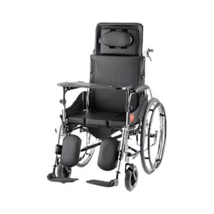 鱼跃轮椅H008B可全躺高靠背型老人轮椅车 带餐板坐便器护理代步车