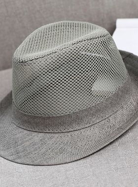 网顶太阳帽中老年人帽子夏天礼帽遮阳帽凉帽休闲户外网眼夏季爸爸