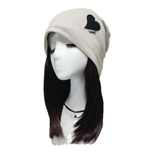 ins爱心假发帽子一体可拆卸网红堆堆帽女时尚光头化疗包头帽春秋