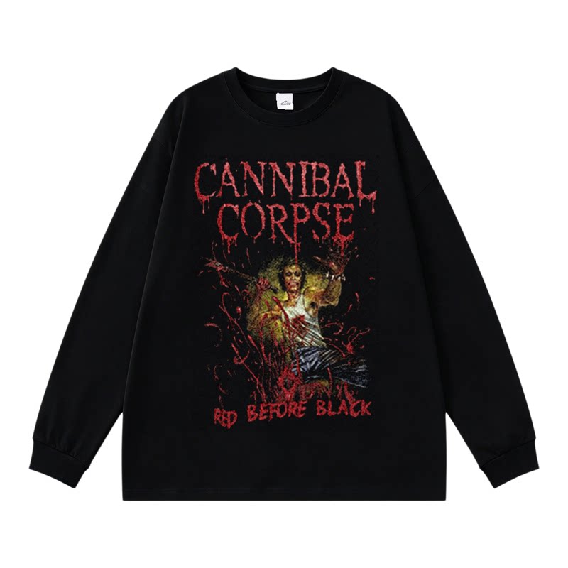 欧美死亡金属CANNIBAL CORPSE食人尸乐队印花纯棉长袖T恤男女春秋