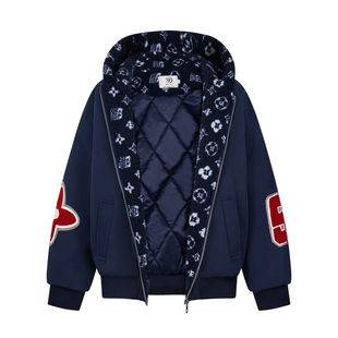 SREK美式复古面包服棉衣外套男女2025冬季情侣款国潮牌印花棉服