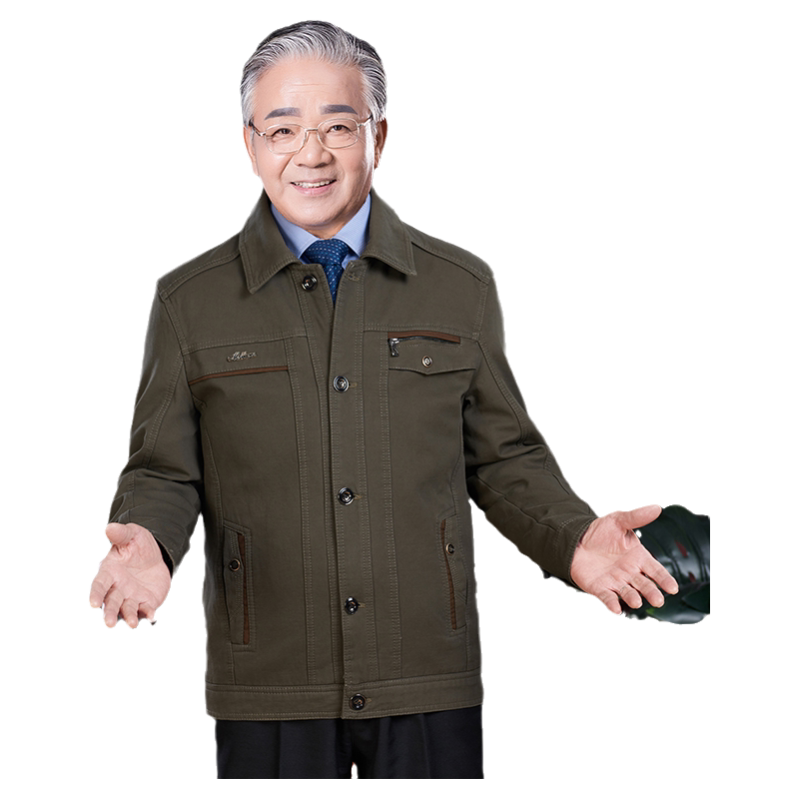 中老年夹克男爸爸装纯棉外套春秋