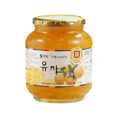 全南韩国进口蜂蜜柚子茶1kg大容量0脂秋冬冲饮冷热皆宜可做果酱
