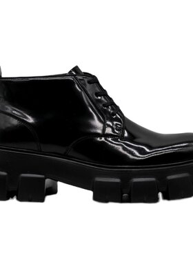 黑色厚底欧美风短筒牛皮靴