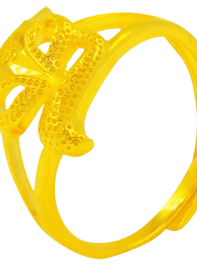 创缘镀黄金女士开口戒指花朵沙金