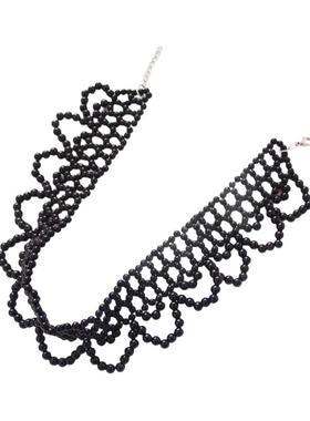 韩版颈带项圈女珍珠项链秧歌饰品