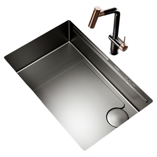 NUOMI诺米柏莎厨房无缝水槽纳米手工槽304不锈钢收货才能开槽孔