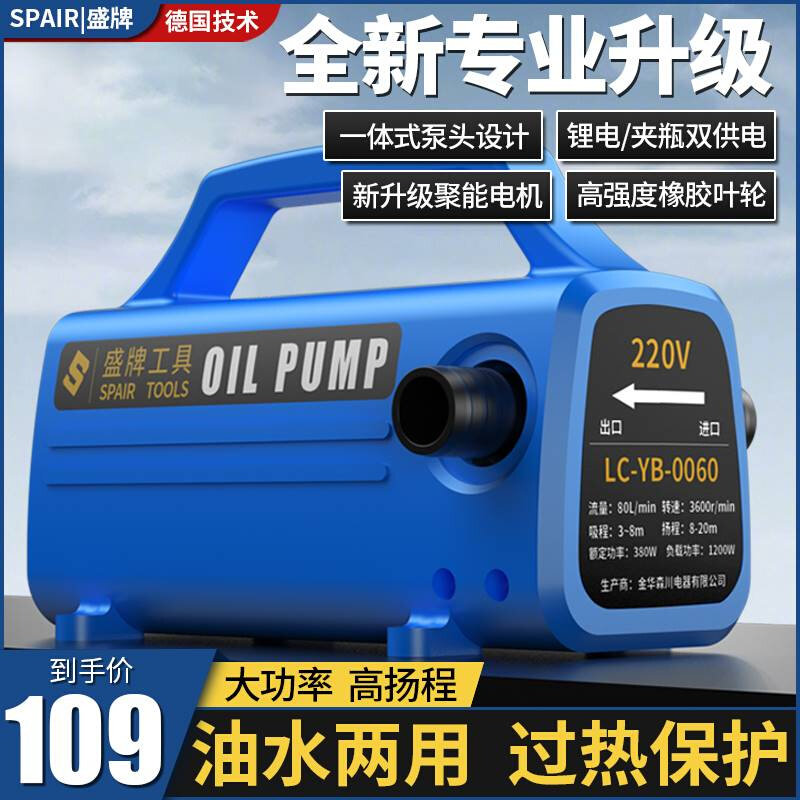 盛牌电动抽油泵g12V24V通用220V柴油泵抽油神器抽油机抽水泵自吸