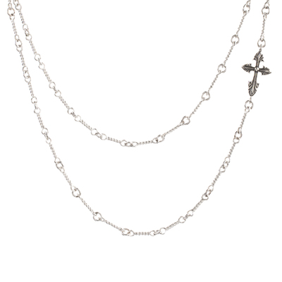 哥特之心十字架925银镀金项链