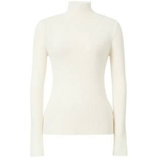 时尚扬子纱半高领针织打底衫女MOFAN摩凡2025冬新款修身上衣显瘦