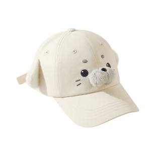 可爱小海豹棒球帽女2026新款春夏季甜美百搭大头围显脸小鸭舌帽子
