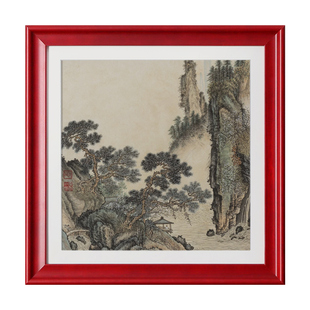 实木中式画框装裱相框挂墙书法国画38cm正方形50十字绣外框架3360